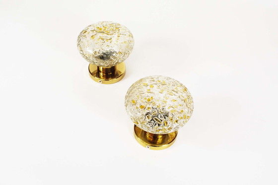 Image 1 of 2x Brass and glass wall lamps by Doria Leuchten