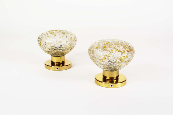 Image 1 of 2x Brass and glass wall lamps by Doria Leuchten