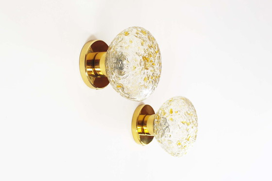 Image 1 of 2x Brass and glass wall lamps by Doria Leuchten