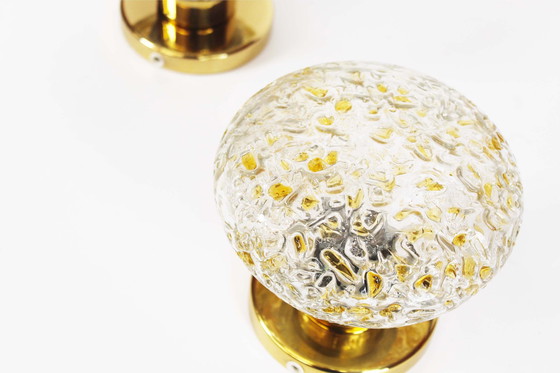 Image 1 of 2x Brass and glass wall lamps by Doria Leuchten