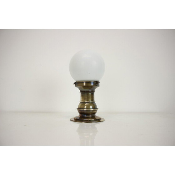 Image 1 of Vintage Art Deco brass and glass lamp, Czechoslovakia 1930
