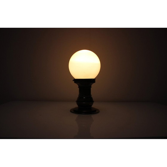 Image 1 of Vintage Art Deco brass and glass lamp, Czechoslovakia 1930