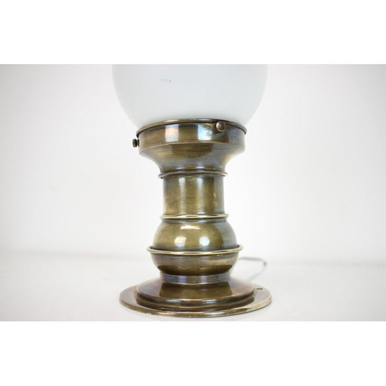 Image 1 of Vintage Art Deco brass and glass lamp, Czechoslovakia 1930
