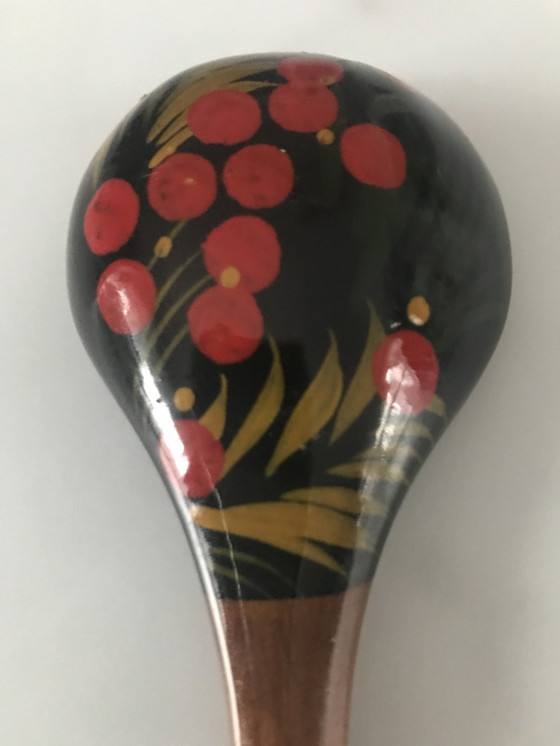 Image 1 of Spoon Lacquered wood Russian handicraft