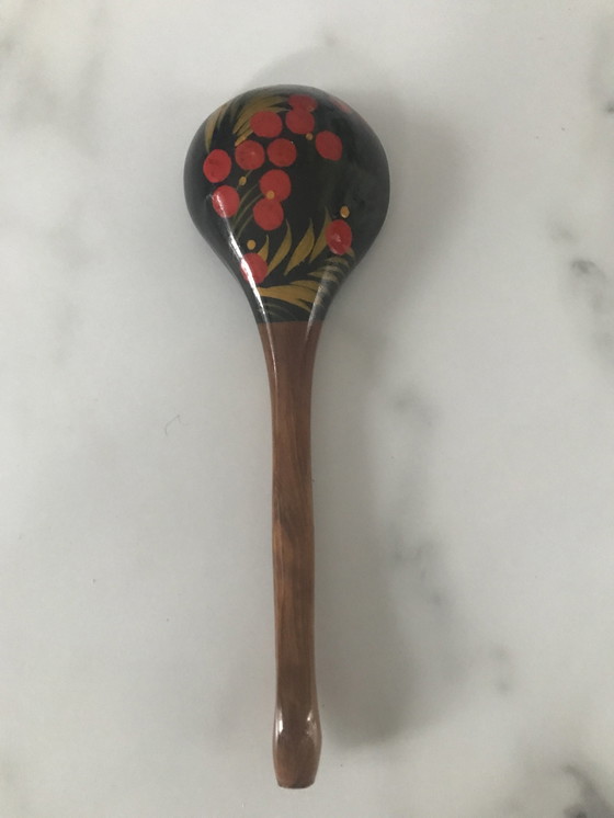 Image 1 of Spoon Lacquered wood Russian handicraft