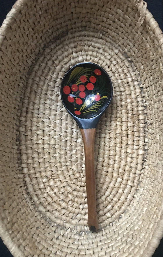 Image 1 of Spoon Lacquered wood Russian handicraft