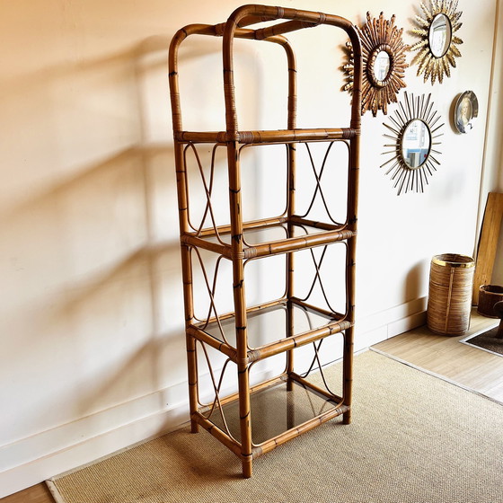 Image 1 of Rattan Bamboo Closet Bookcase Display case