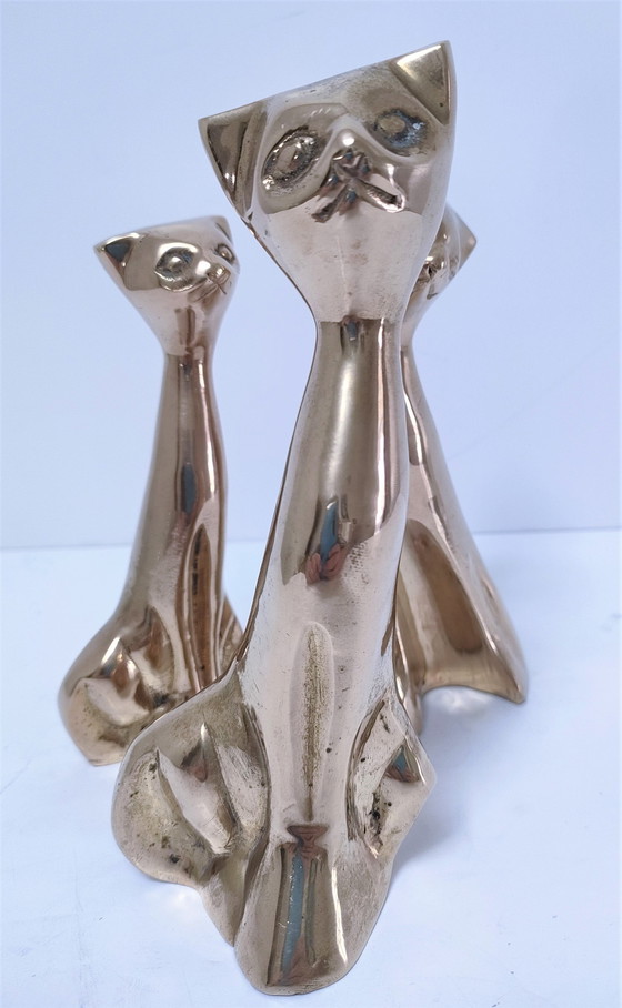 Image 1 of Three Brass Cats 80s