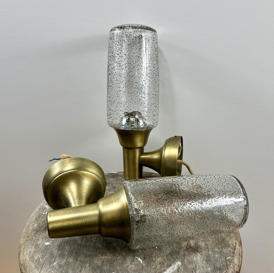 Image 1 of Hillebrand Wall Lights Ice Glass - Brass