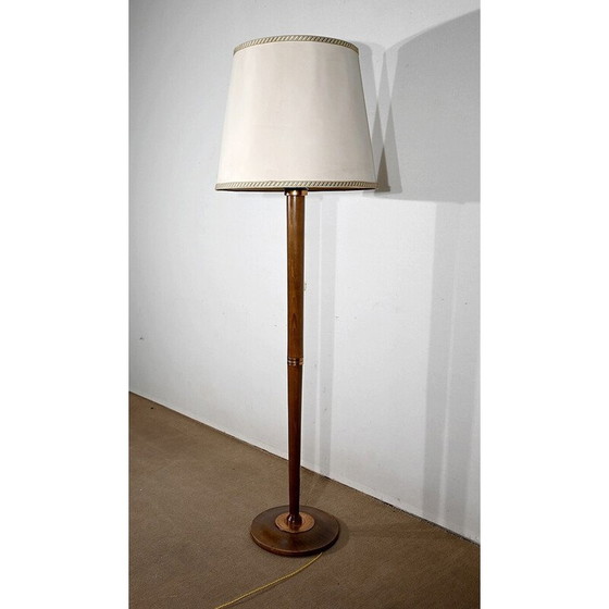 Image 1 of Vintage art deco floor lamp in varnished beechwood, 1940