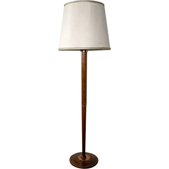 Image 1 of Vintage art deco floor lamp in varnished beechwood, 1940