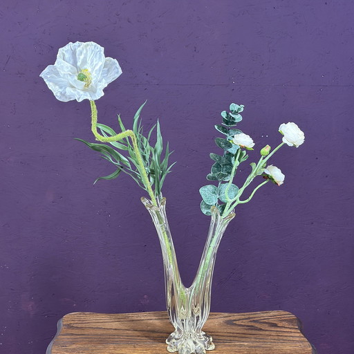 Double Necked Vase With Silk Flowers