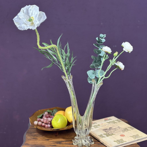 Double Necked Vase With Silk Flowers