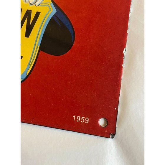 Image 1 of Vintage sign "Slow school zone" in enameled metal plate, 1959