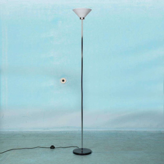 Vintage floor lamp milk glass and chrome minimalist uplight 208.33 Whoppah