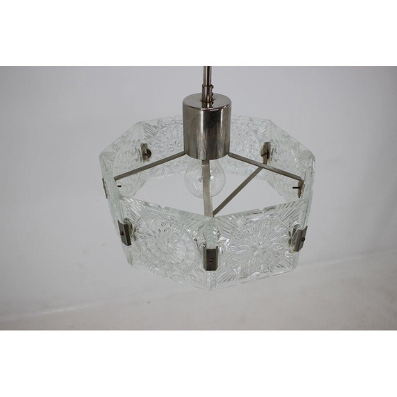 Image 1 of Lampada a sospensione vintage in metallo e vetro di Kamenicky Senov, Cecoslovacchia 1960
