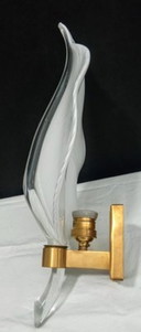 Murano glass and brass leaf wall light by Franco Luce, 1970s