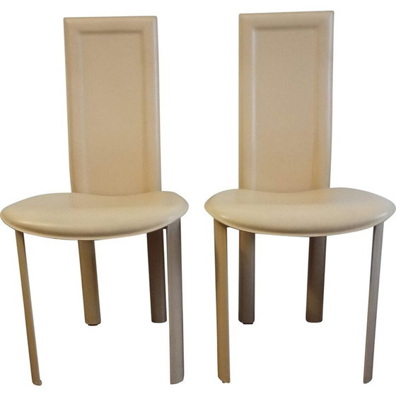 Image 1 of Pair of vintage leather chairs, Italy 1970