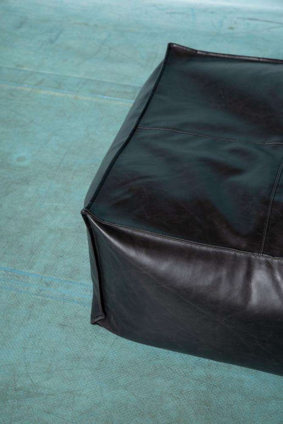 Image 1 of Minimalist pouf faux leather, midmod ottoman