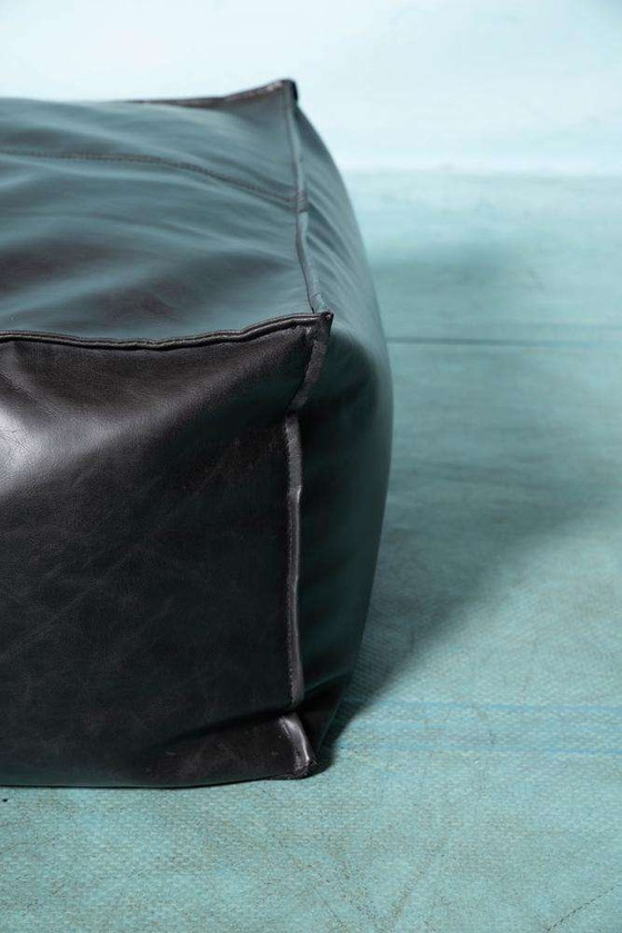 Image 1 of Minimalist pouf faux leather, midmod ottoman