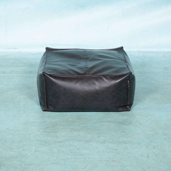 Image 1 of Minimalist pouf faux leather, midmod ottoman