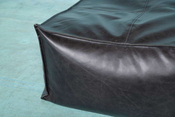 Image 1 of Minimalist pouf faux leather, midmod ottoman