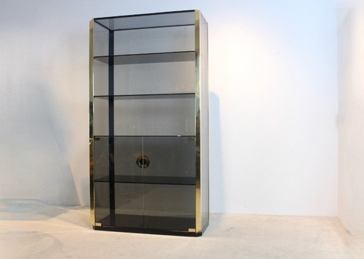 Willy Rizzo Smoked Glass Cabinet for Mario Sabot