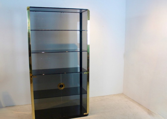 Image 1 of Willy Rizzo Smoked Glass Cabinet for Mario Sabot