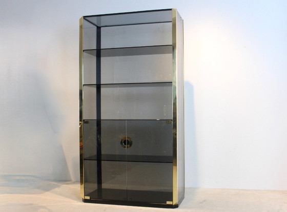 Image 1 of Willy Rizzo Smoked Glass Cabinet for Mario Sabot