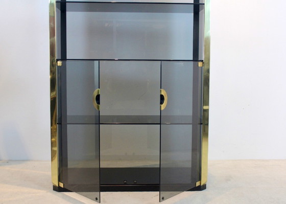 Image 1 of Willy Rizzo Smoked Glass Cabinet for Mario Sabot