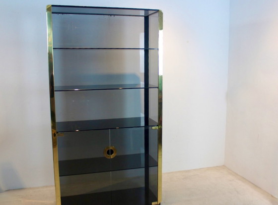 Image 1 of Willy Rizzo Smoked Glass Cabinet for Mario Sabot