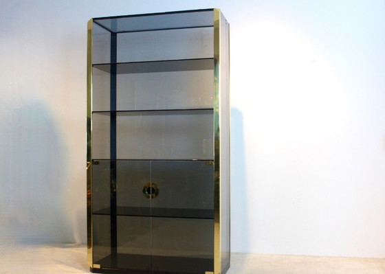 Image 1 of Willy Rizzo Smoked Glass Cabinet for Mario Sabot