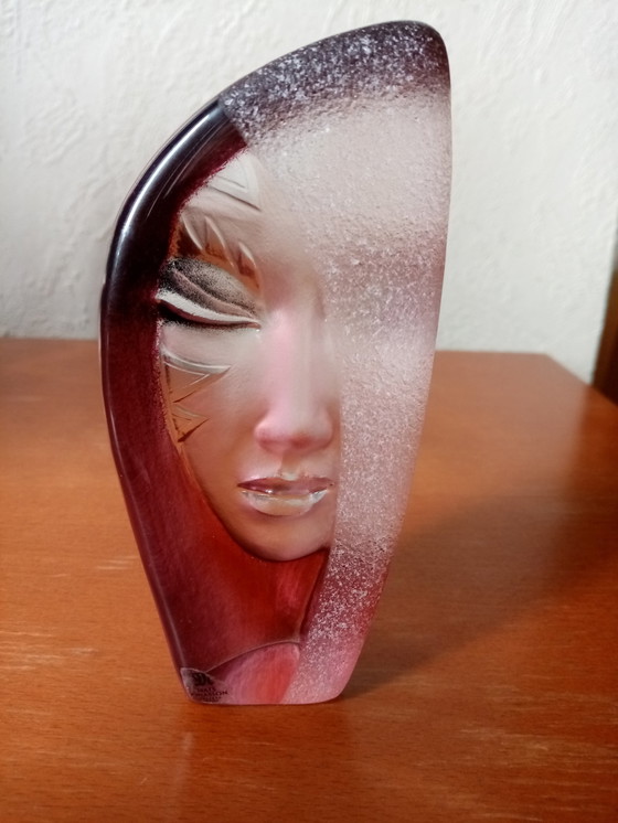 Image 1 of Batsebas" Crystal Mask Sculpture Created By Swedish Artist Mats Jonasson 80S