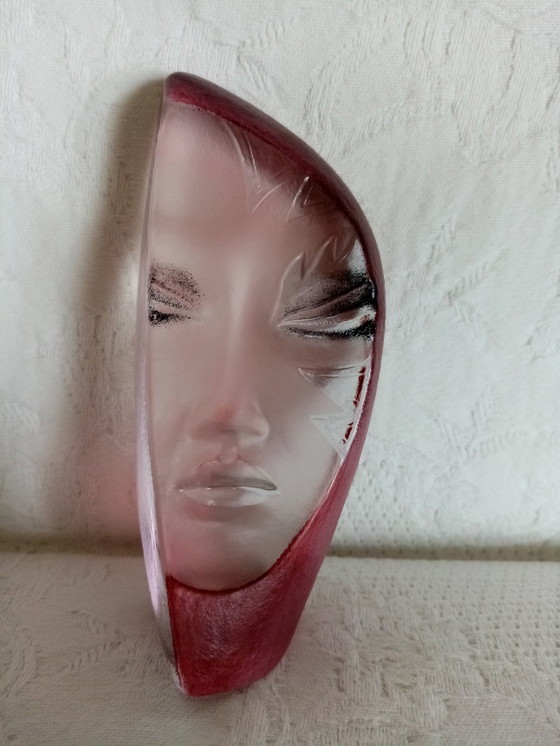 Image 1 of Batsebas" Crystal Mask Sculpture Created By Swedish Artist Mats Jonasson 80S