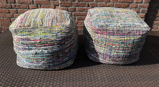 2X Pouf en coton fait main