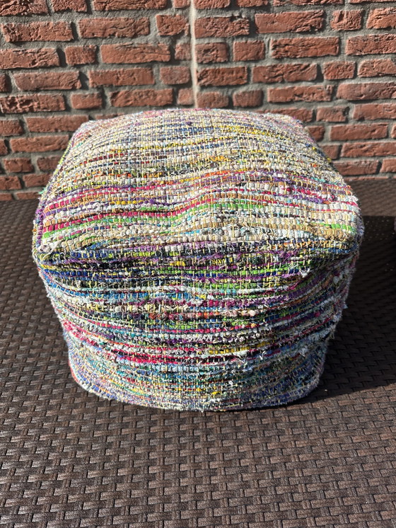 Image 1 of 2X Pouf en coton fait main