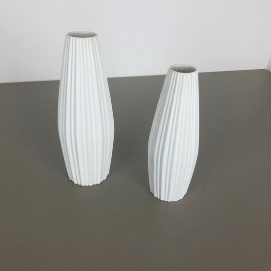 Image 1 of Pair of vintage Porcelain Op Art Vase by Heinrich Selb Germany 1970s