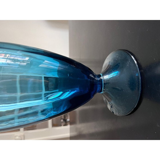 Image 1 of Vintage Italian blue glass vase, 1970
