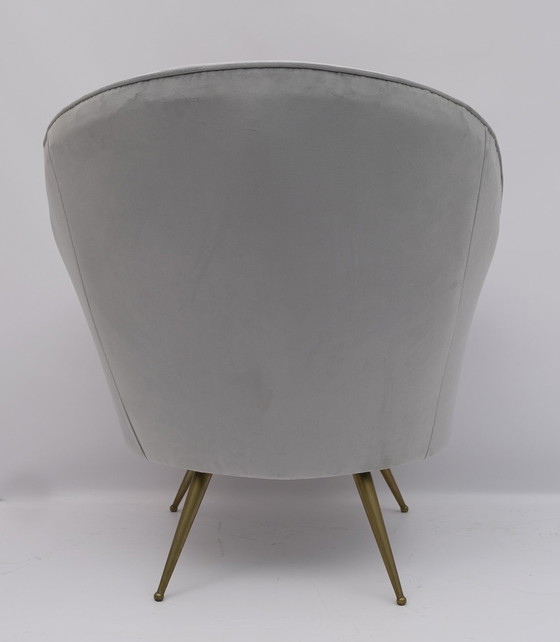 Image 1 of Pair Of Federico Munari Mid-Century Modern Italian Velvet Armchairs, 1950S