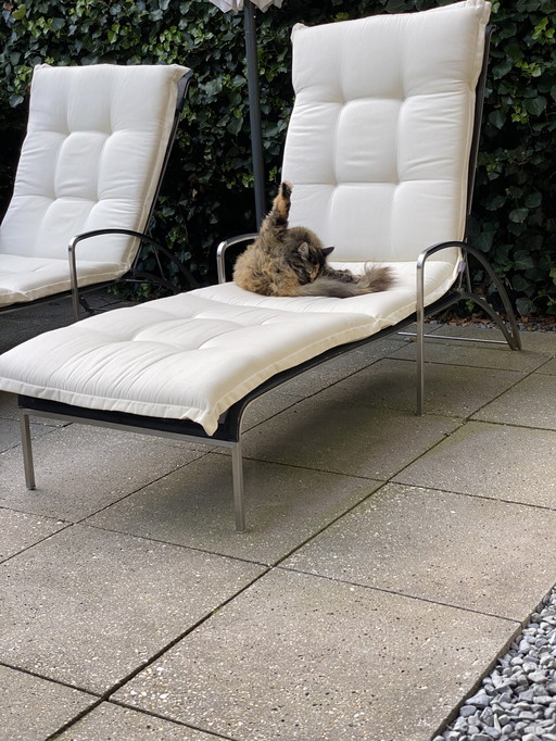 Royal Botania Steel Loungers With Black Nylon