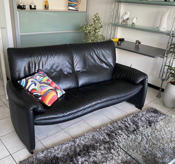 Image 1 of Leolux Sofa Bora Bora 2.5 Seater Black Leather