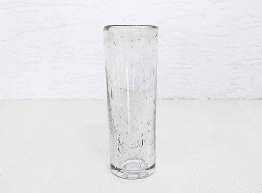 Vase en verre des années 70 avec incrustation de bulles