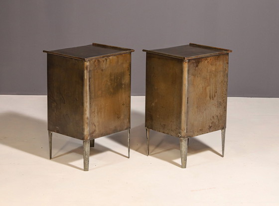 Image 1 of Pair Of Metal Industrial Bedside Tables, 1960’S, Czechoslovakia