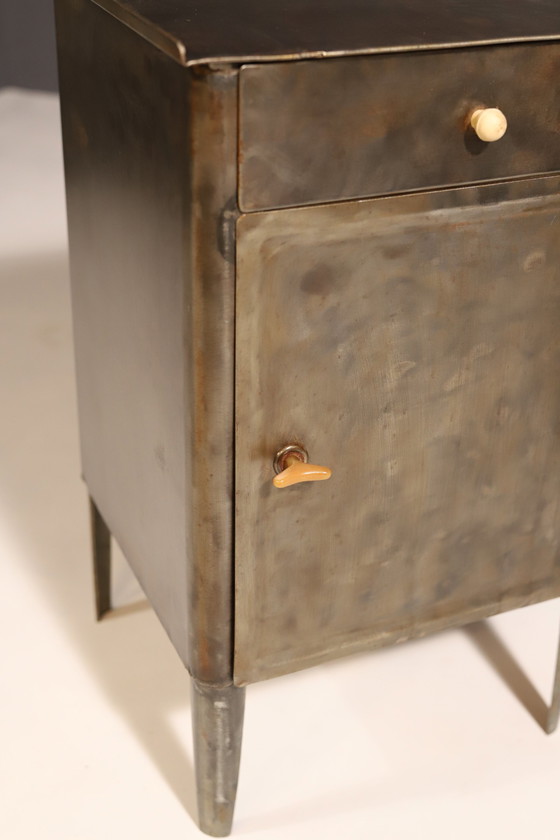 Image 1 of Pair Of Metal Industrial Bedside Tables, 1960’S, Czechoslovakia