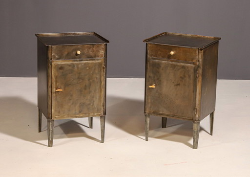 Pair Of Metal Industrial Bedside Tables, 1960’S, Czechoslovakia