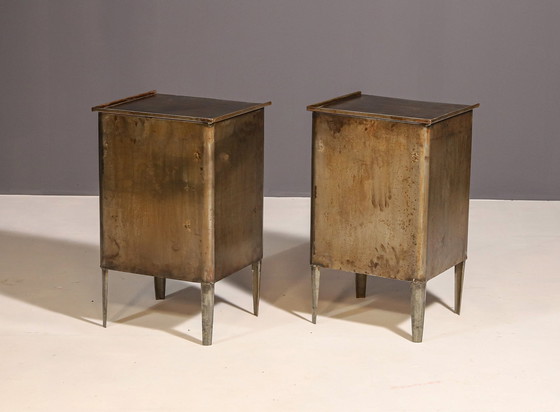 Image 1 of Pair Of Metal Industrial Bedside Tables, 1960’S, Czechoslovakia