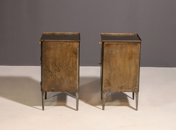 Image 1 of Pair Of Metal Industrial Bedside Tables, 1960’S, Czechoslovakia