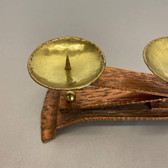 Image 1 of Vintage Brutalist copper and brass candlestick, Austria 1950s