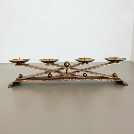 Image 1 of Vintage Brutalist copper and brass candlestick, Austria 1950s