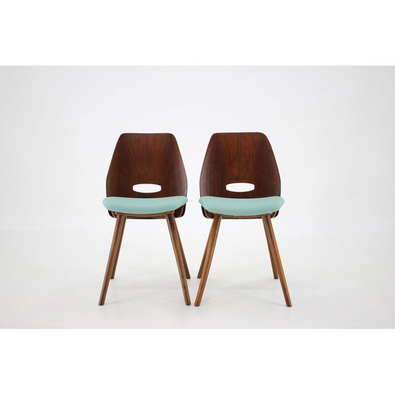 Image 1 of Set of 4 vintage dining chairs in wood by Frantisek Jirak, Czechoslovakia 1960
